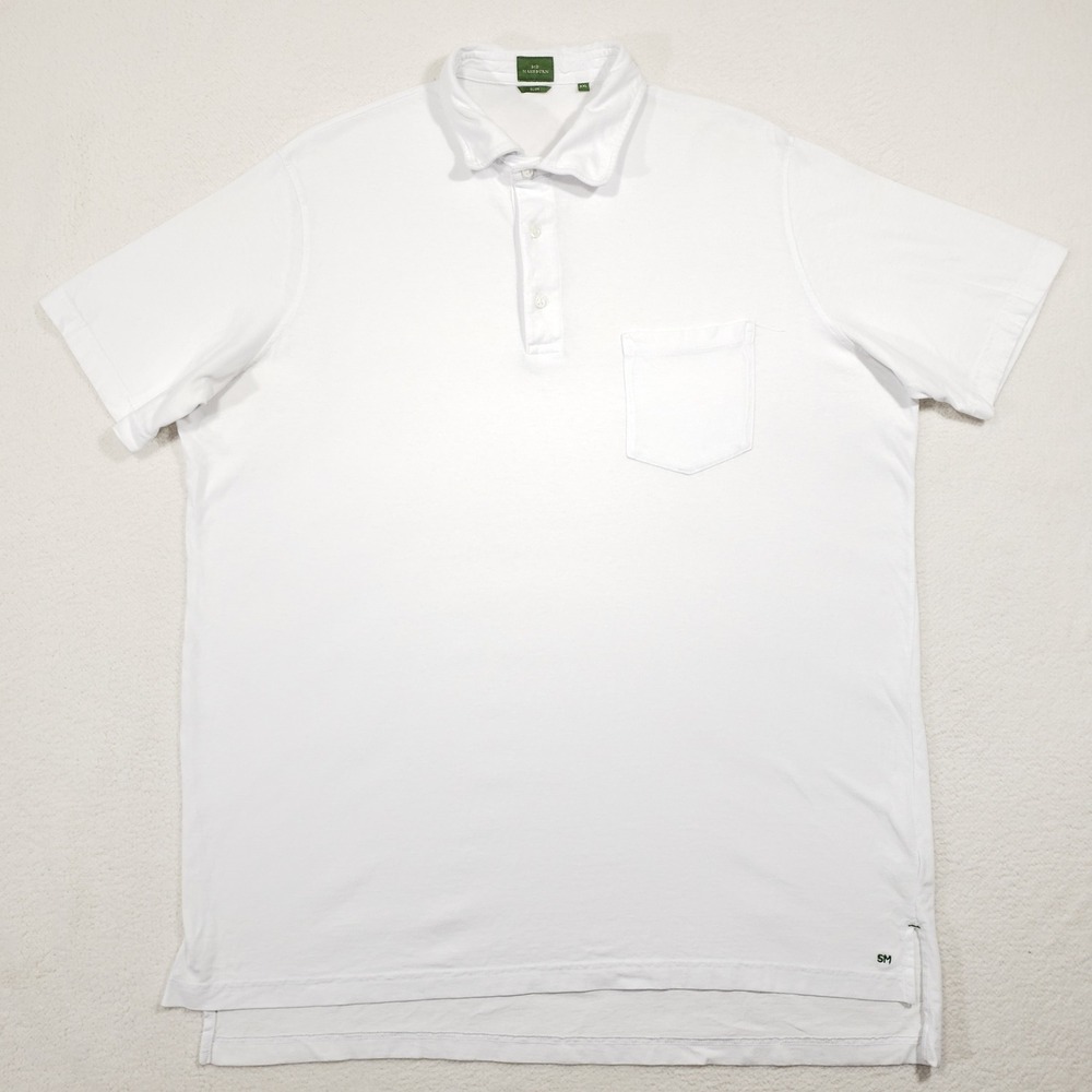 Sid Mashburn Polo Shirt Mens XXL White Slim Fit Cotton Short Sleeve Pocket‎ SM